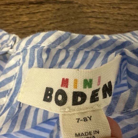 Mini Boden Pompom Cotton CoverUp Poncho Caftan - size 7-8 - Picture 3 of 5